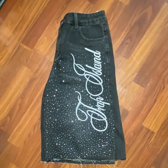 Black Rhinestone Jorts - Picture 4 of 5